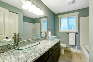 Bathroom with glass sink