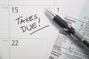 Note indicating taxes are due
